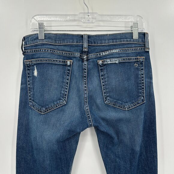 RAG & BONE *Flawed* Women's Dre Mid Rise Distressed Destroyed Slim Jeans Size 27 - Picture 5 of 9